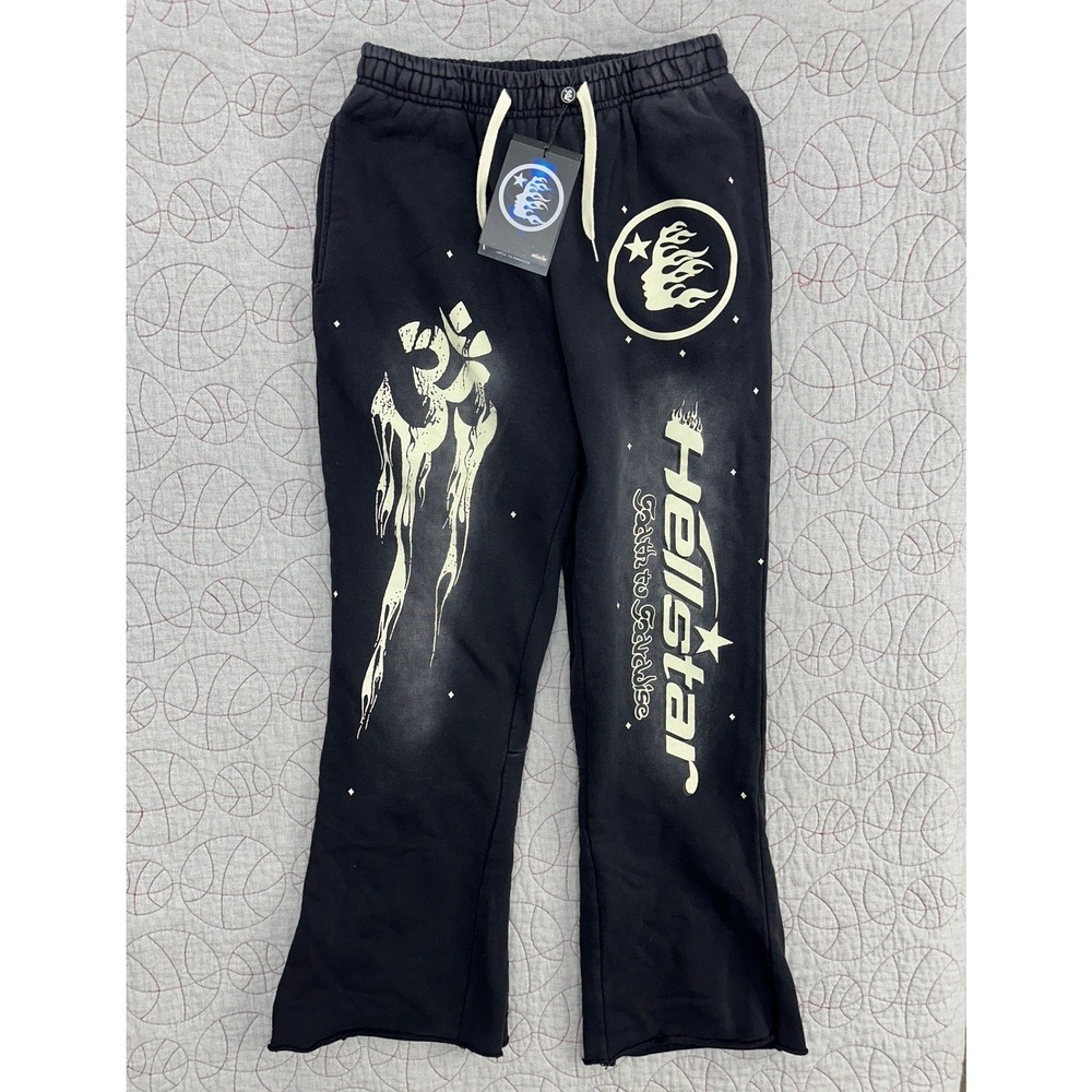 Hellstar Racer Flare Sweatpants Black Graphic Path to Paradise / Mens XL